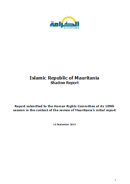 Mauritania: Human Rights Committee - 1st review - Alkarama's Report - sep 2013